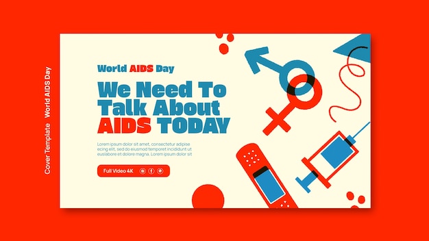 Wereld aidsdag youtube-voorbladsjabloon