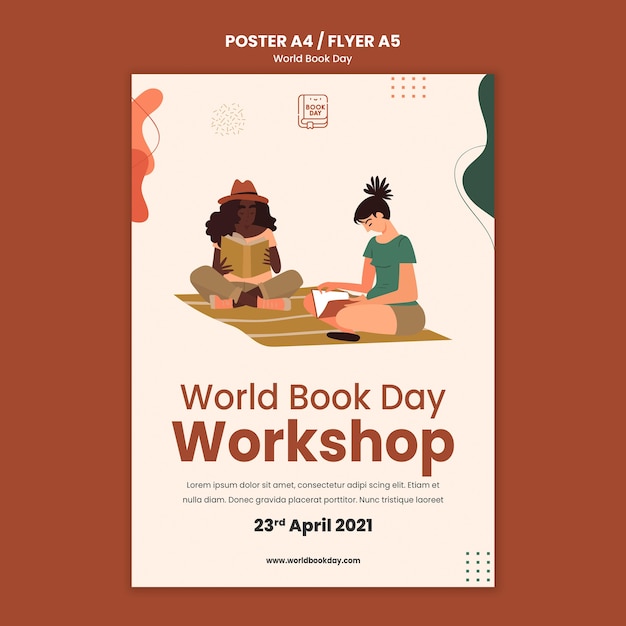 Wereld boek dag poster sjabloon