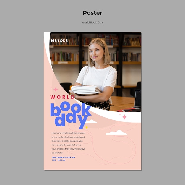 Gratis PSD wereld boek dag poster sjabloon