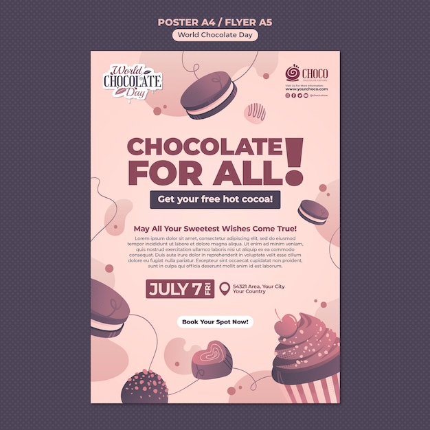 Wereld chocolade dag poster sjabloon