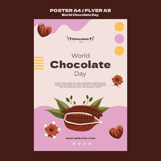 Wereld chocolade dag poster sjabloon