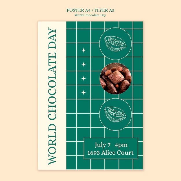Gratis PSD wereld chocolade dag poster sjabloon