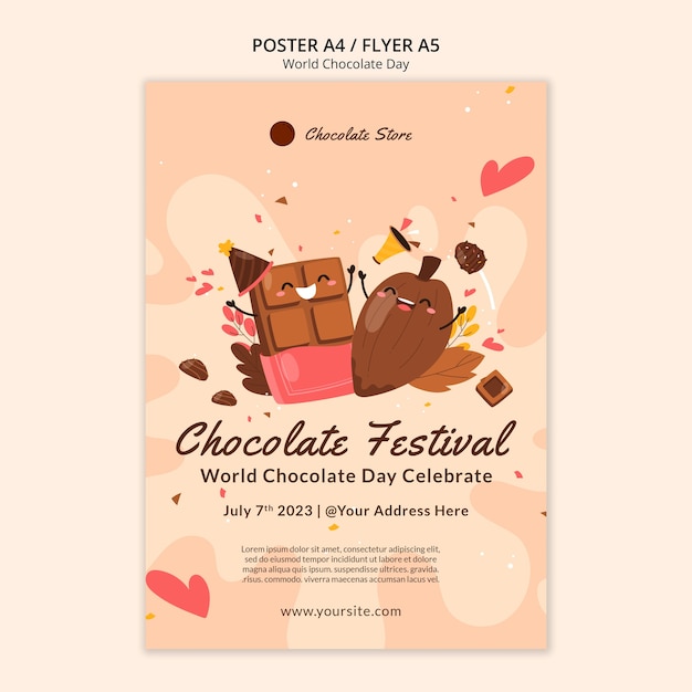 Gratis PSD wereld chocolade dag viering poster sjabloon