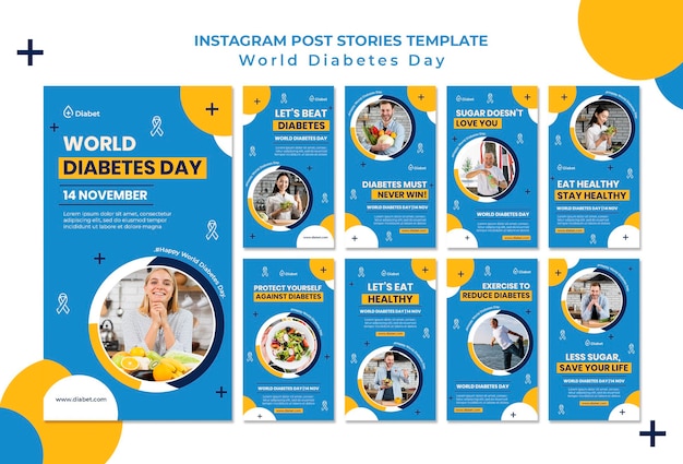 Wereld diabetes dag instagram verhalen set