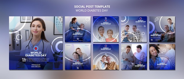 Wereld diabetes dag social media posts collectie