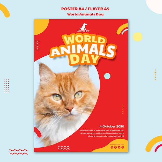 Wereld dieren dag sjabloon flyer