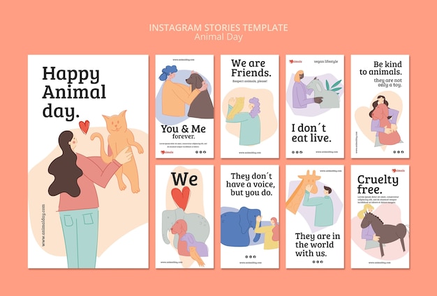 Gratis PSD wereld dierendag instagram verhalencollectie