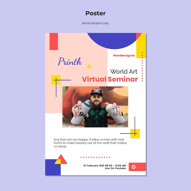 Gratis PSD wereld grafische dag poster sjabloon