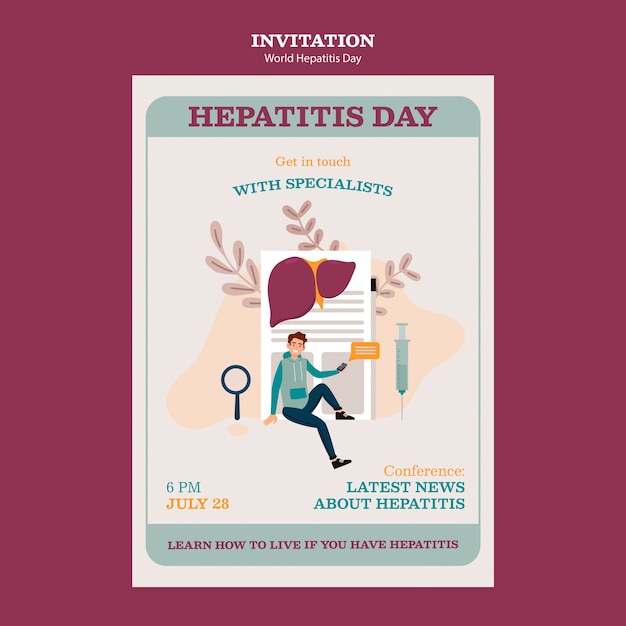 Wereld hepatitis dag uitnodigingssjabloon