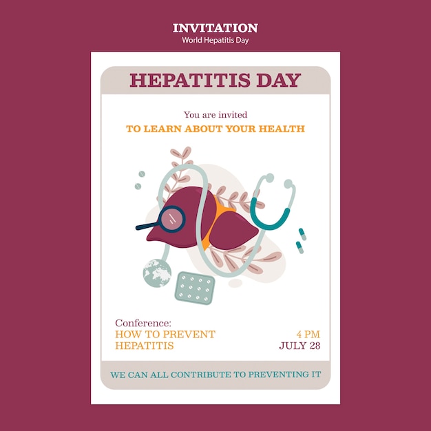 Gratis PSD wereld hepatitis dag uitnodigingssjabloon