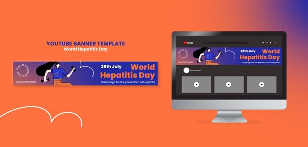 Gratis PSD wereld hepatitis dag youtube-bannermalplaatje