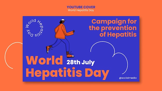 Gratis PSD wereld hepatitis dag youtube voorbladsjabloon