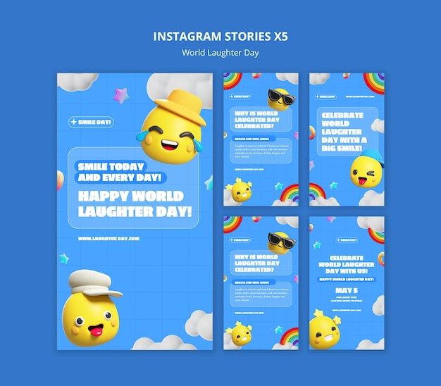 Gratis PSD wereld lachdag viering instagram stories