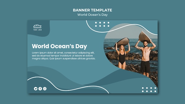 Gratis PSD wereld oceaan dag banner