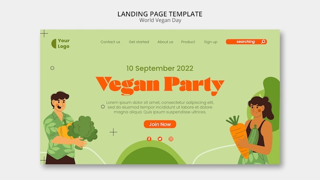 Gratis PSD wereld vegan dag bestemmingspagina