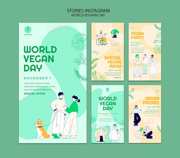 Gratis PSD wereld vegan dag instagram verhalencollectie