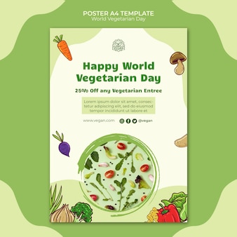 Wereld vegetarische dag afdruksjabloon