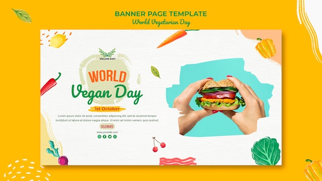Wereld vegetarische dag horizontale banner