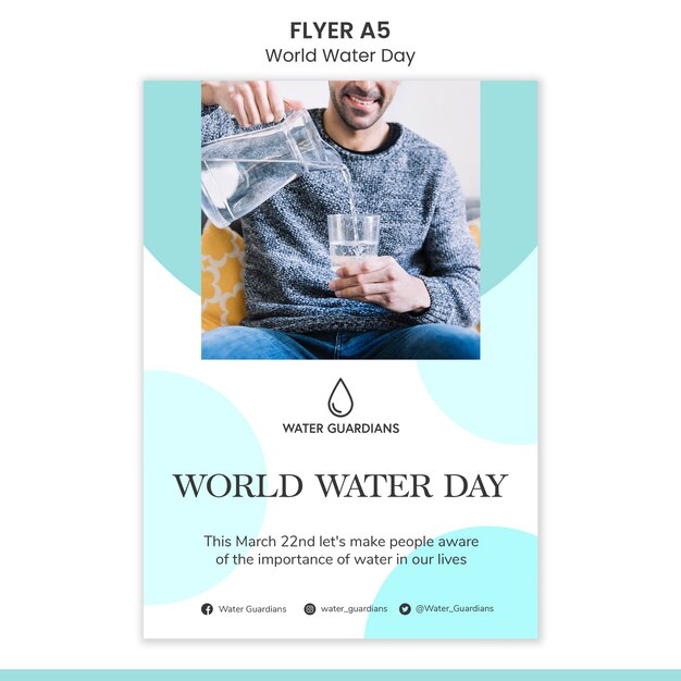 Gratis PSD wereld water dag concept folder sjabloon