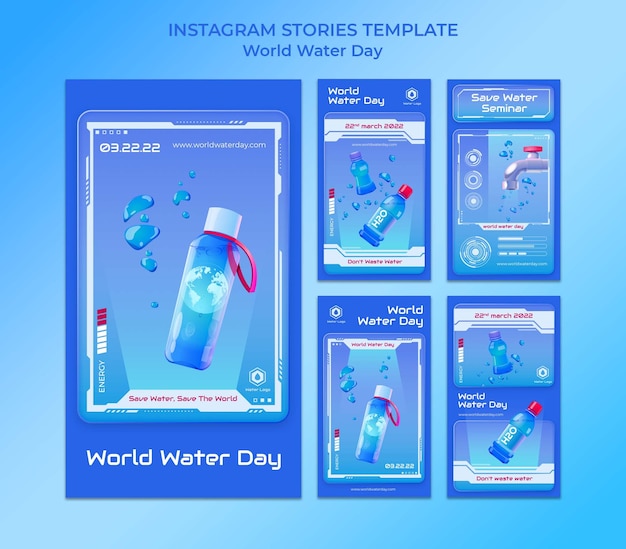 Gratis PSD wereld water dag instagram stories