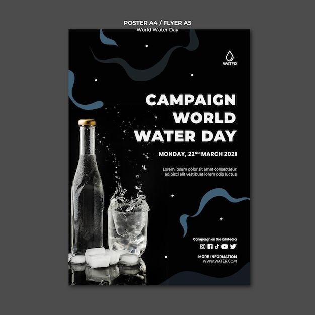 Wereld water dag poster sjabloon