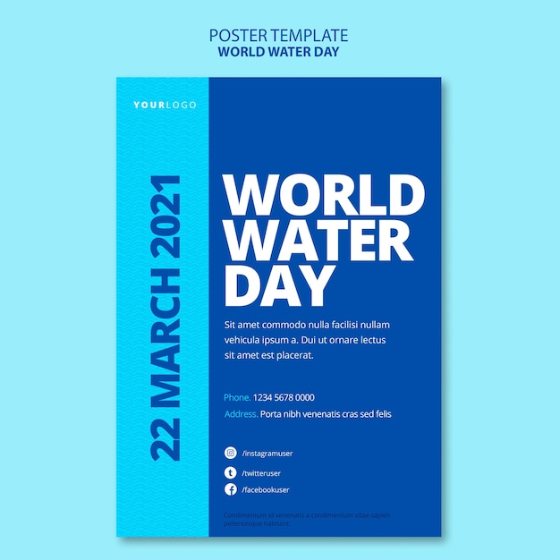 Gratis PSD wereld water dag poster sjabloon