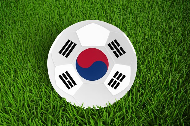 Wereldbeker voetbal met vlag van Zuid-Korea