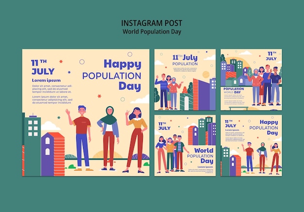 Gratis PSD wereldbevolking dag instagram berichten