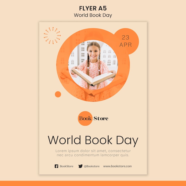 Gratis PSD wereldboekdag folder sjabloon