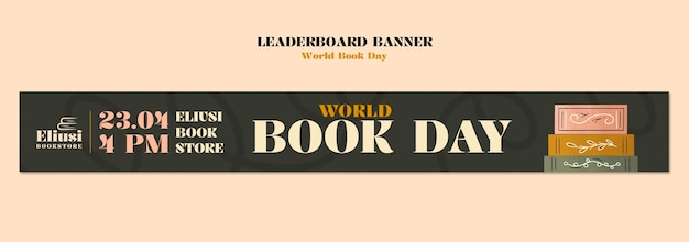 Gratis PSD wereldboekdag leaderboard banner sjabloon