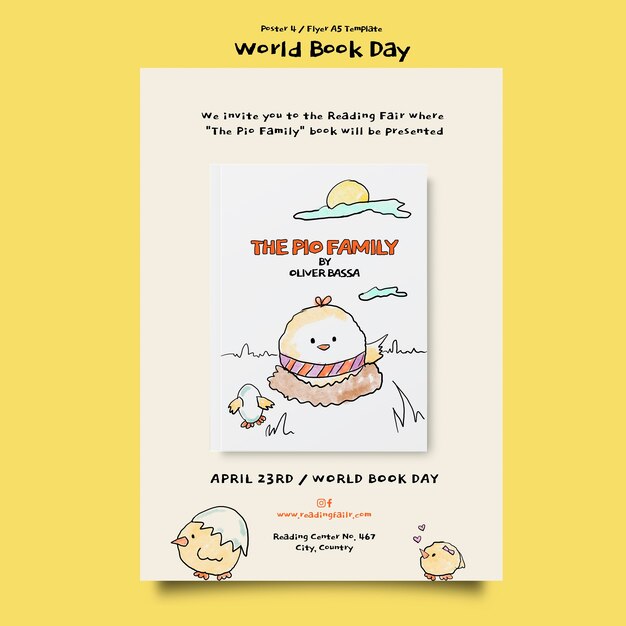 Wereldboekdag poster sjabloon