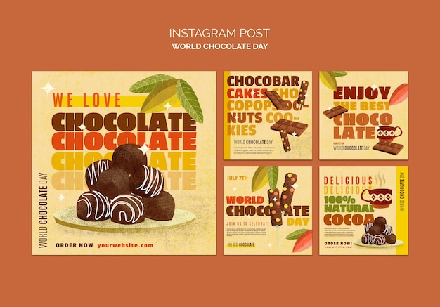 Gratis PSD wereldchocoladedag instagramberichten