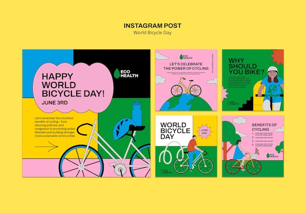 Gratis PSD wereldfietsdag sjabloonontwerp