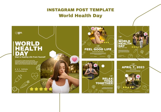 Gratis PSD wereldgezondheidsdag instagram-berichten