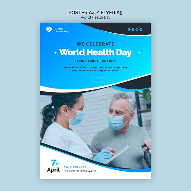 Wereldgezondheidsdag poster sjabloon