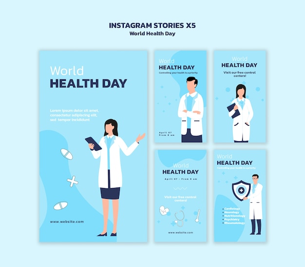 Gratis PSD wereldgezondheidsdag viering instagram stories