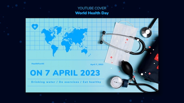 Wereldgezondheidsdag youtube-voorbladsjabloon