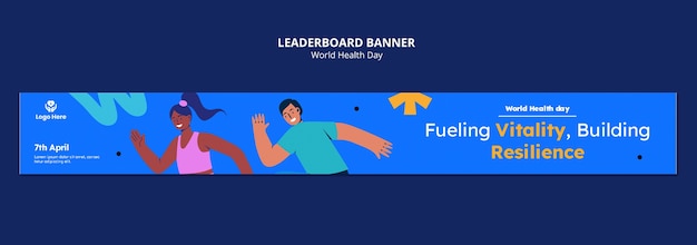 Gratis PSD wereldgezondheidsdagviering leaderboard banner