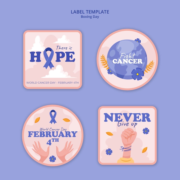 Gratis PSD wereldkankerdag labels-collectie