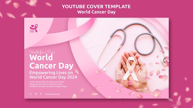 Gratis PSD wereldkankerdag youtube cover sjabloon