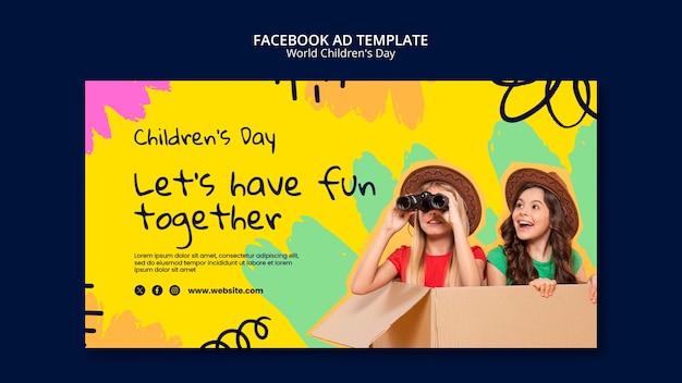 Gratis PSD wereldkinderdag facebook sjabloon