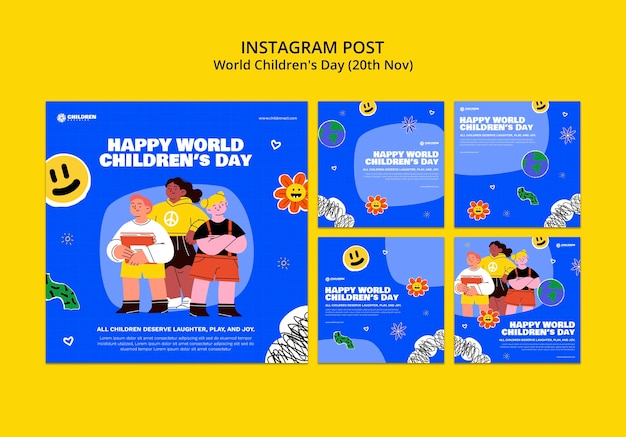 Gratis PSD wereldkinderdag op instagram