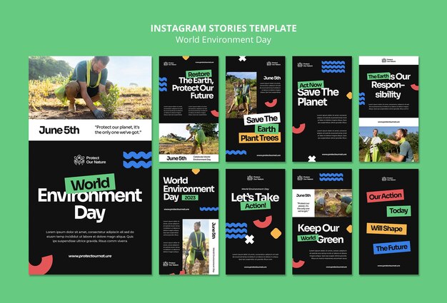 Gratis PSD wereldmilieudag instagram stories