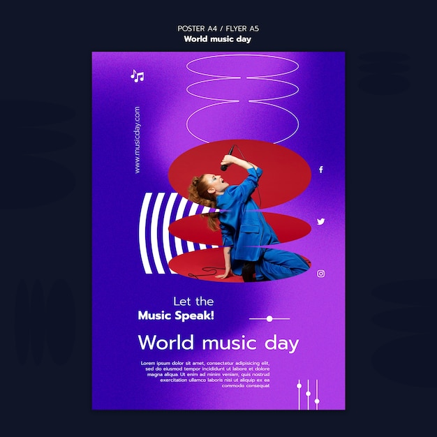 Gratis PSD wereldmuziekdag poster sjabloon