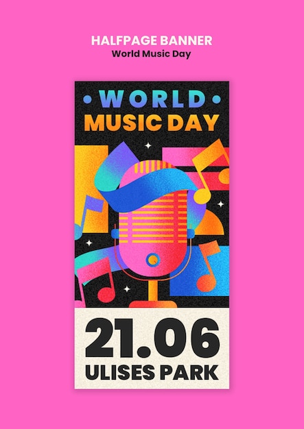 Gratis PSD wereldmuziekdag temaplte ontwerp