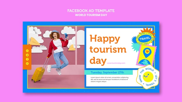 Wereldtoerisme dag facebook sjabloon