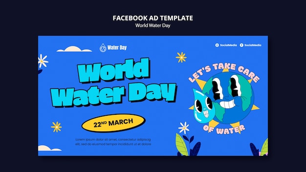 Gratis PSD wereldwaterdag viering facebook sjabloon