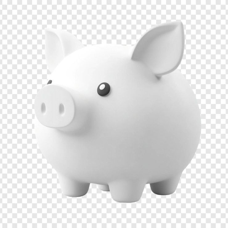 PSD gratuito white piggy bank 3d render risparmio finanza e concetto di investimento
