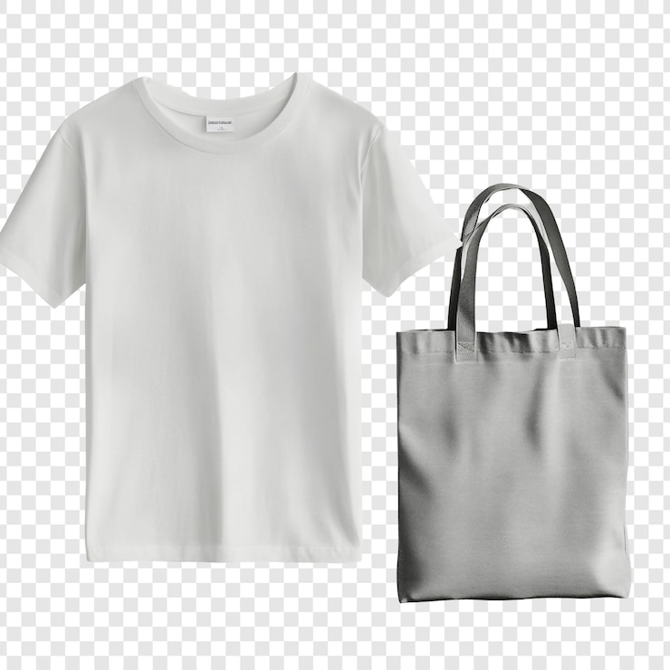 PSD Gratis white tshirt and grey tote bag mockup perfect for branding and design