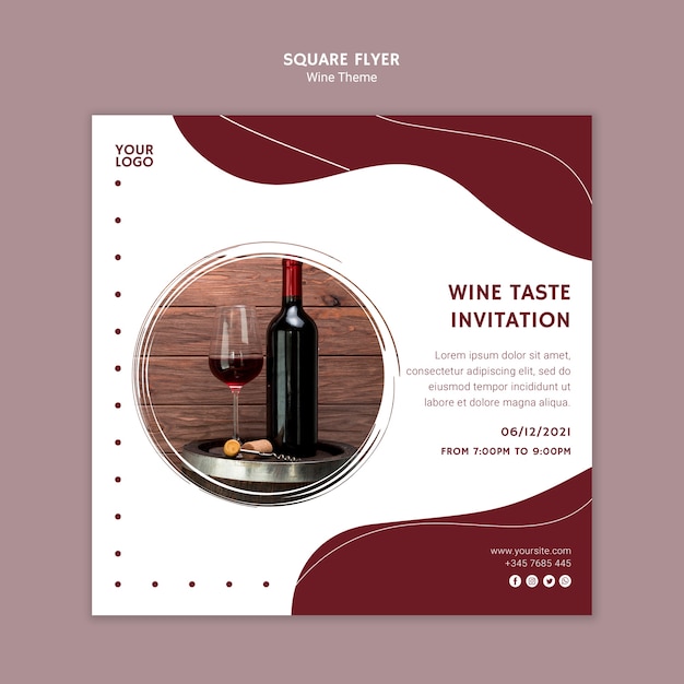 Gratis PSD wijnsmaak uitnodiging vierkante flyer